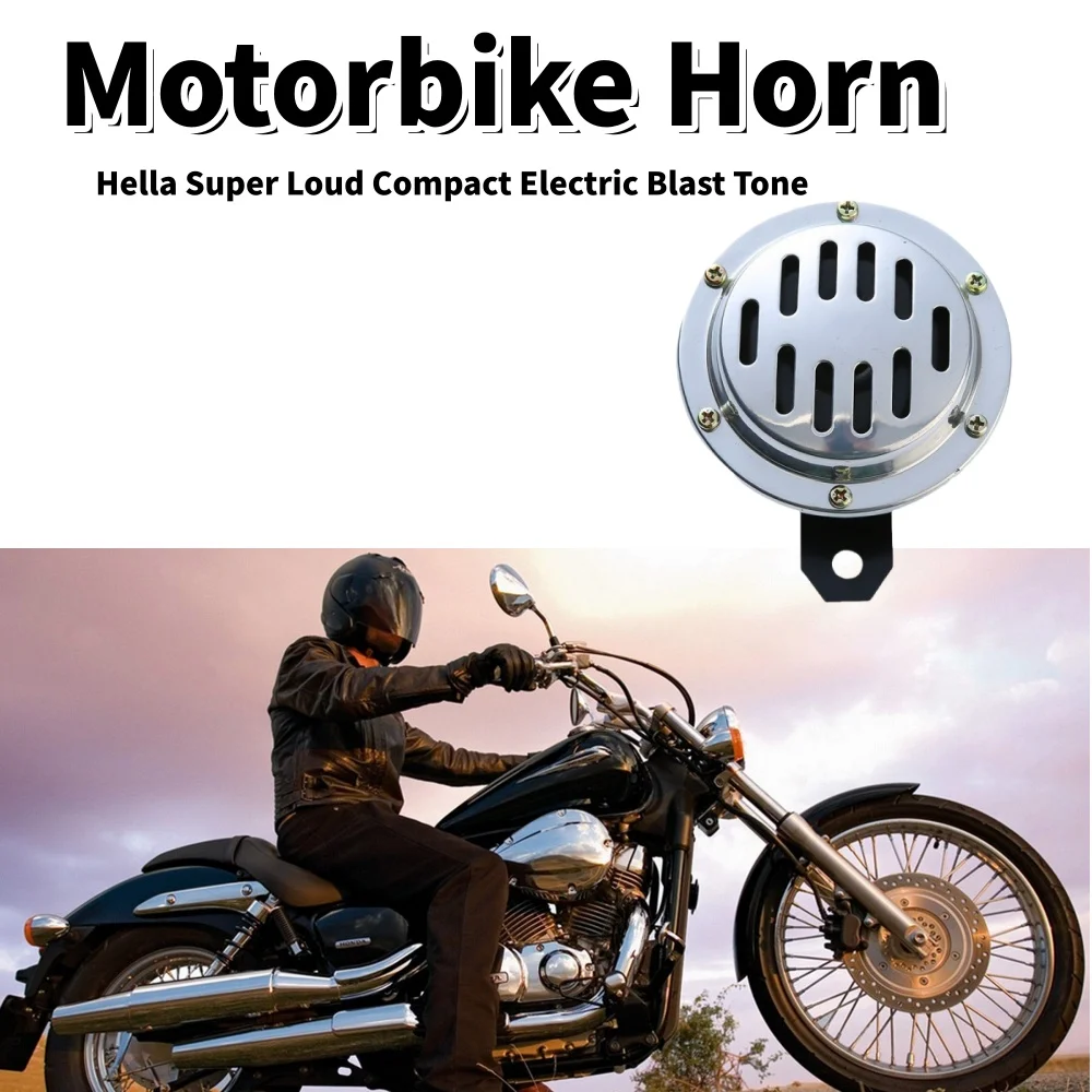 Universal Motorbike Horn Hella Super Loud Compact Electric Blast Tone 12v 115DB Classic Motorcycle Horn Chrome Slit Parts