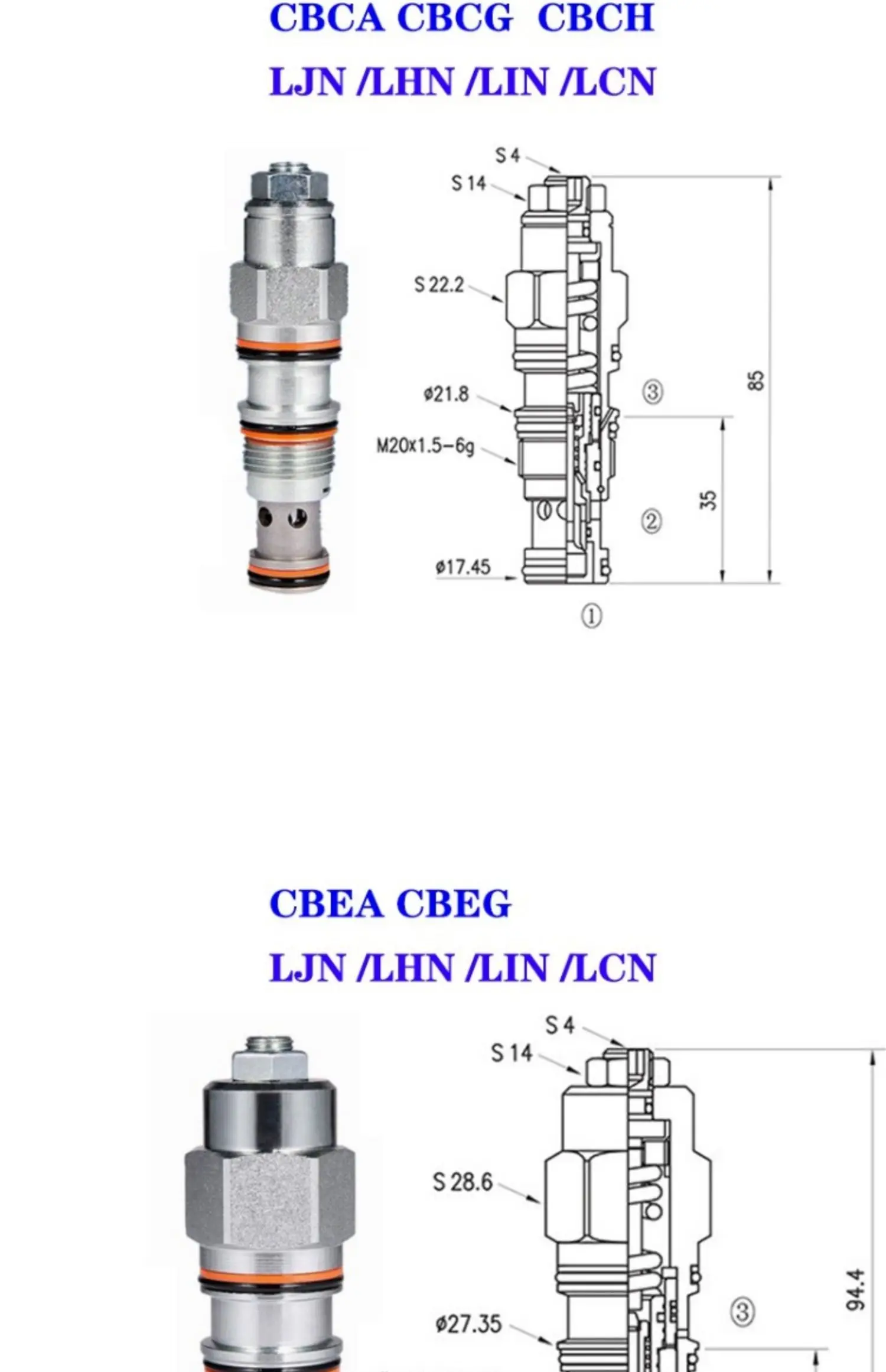 Imagem -04 - Válvula de Balanceamento Padrão Cartucho Original Novo Cbeg-ljn tipo Sun Cbca Cbcg Cbch Cbea Cbga Cbgg Lhn