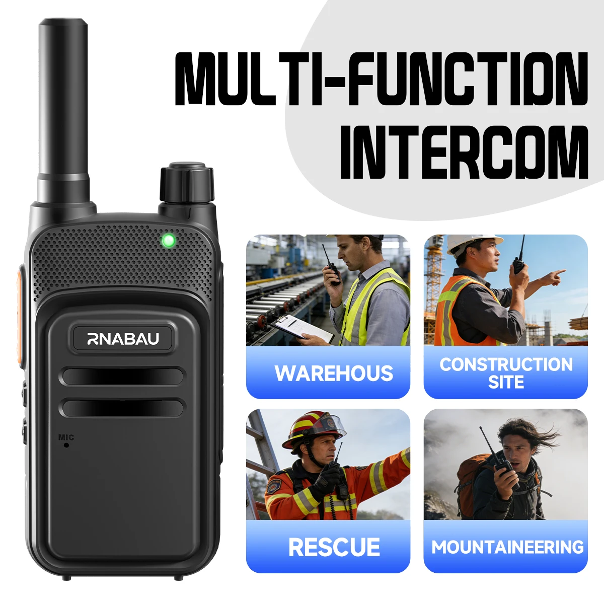 RNABAU X7 3-10km Langstrecken-Profi-UHF-Walkie-Talkie-Set - 400-470MHz, 16 Kanäle, Tragbares Zweiwege-Funkgerät – Detail 8