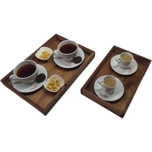 Gift Hobby All Inclusive Wood 2'li Presentation Tray Walnut