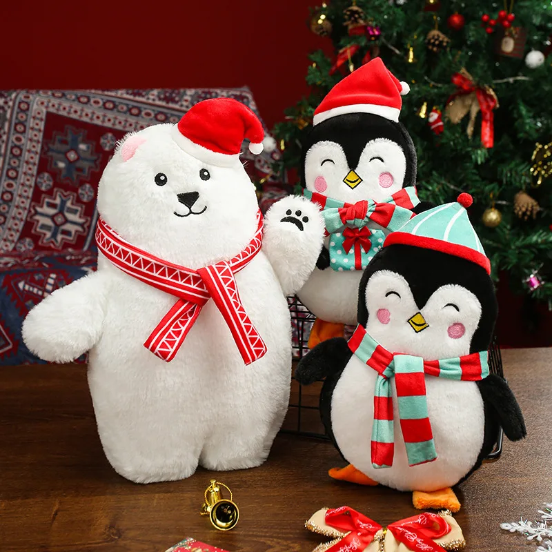 

Рождественская тематическая серия, плюшевая игрушка, белый медведь, пингвин, плюшевая кукла, мягкая кукла, рождественские подарки для детей, домашний декор