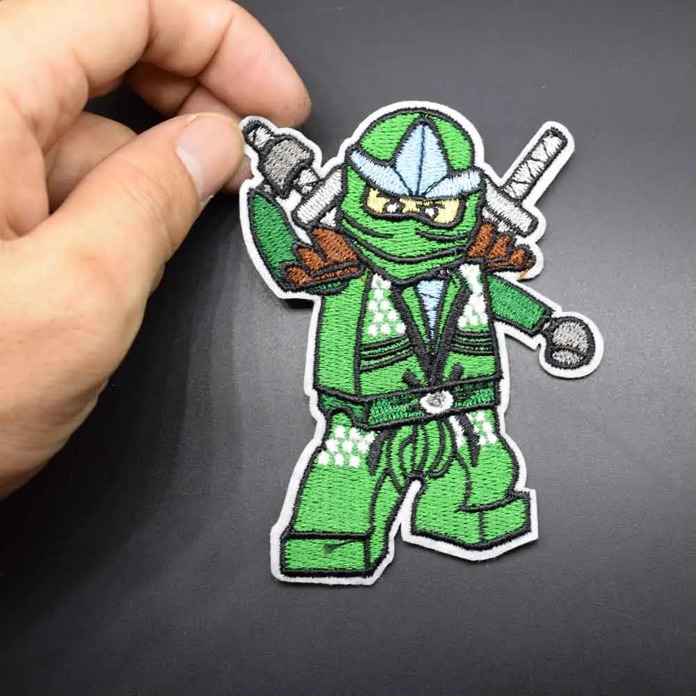 Cool Red Green Warriors Iron On Full Embroidered Clothes Patches For Clothing Stickers Garment Wholesale