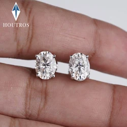 0.5-2CT Oval Cut Moissanite Stud Earrings with GRA Certificates D Color Diamond Ear Studs for Women 925 Sterling Silver Jewelry
