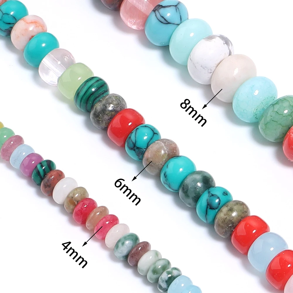 1 Strand 4/6/8mm Natural Stone Beads Colorful Abacus Shape Loose Beads For Jewelry Making DIY Crafts Bracelets Necklace Supplies