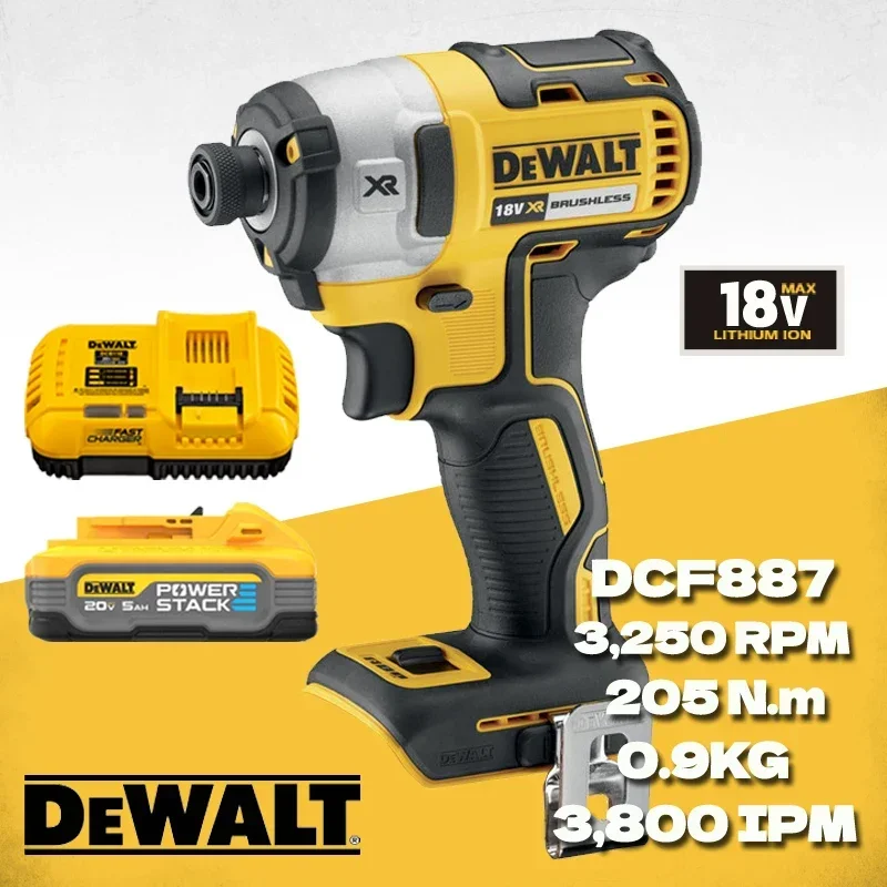 

DEWALT DCF887 Impact Driver Kit 1/4in 3250RPM 205NM Brushless Cordless Drill Driver 18V Lithium Battery Power Tool With Charger