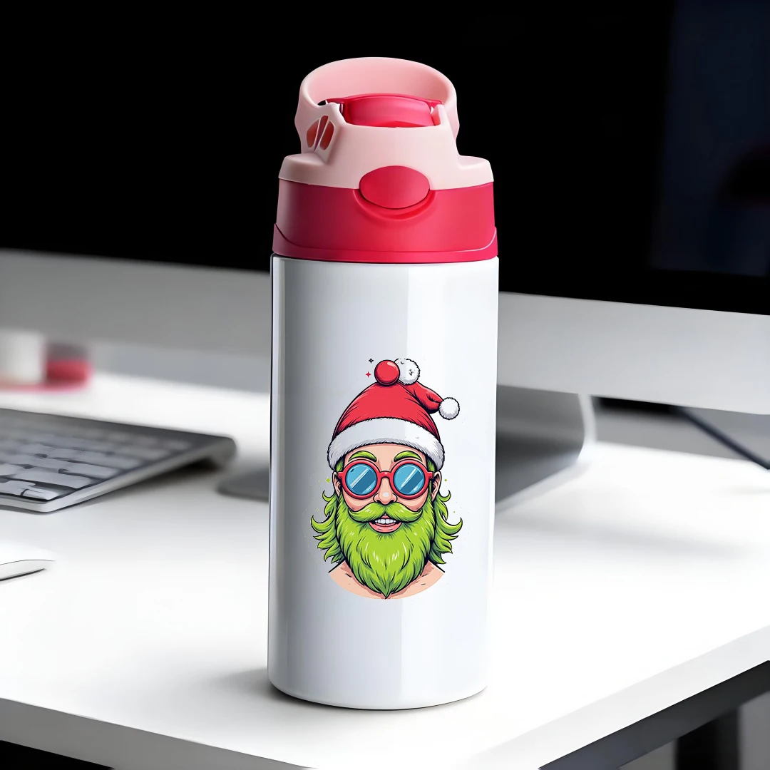 

304 stainless steel thermal cup cartoon Santa hat boy sunglasses straw cup kids water bottle creative gift musthave for Christm