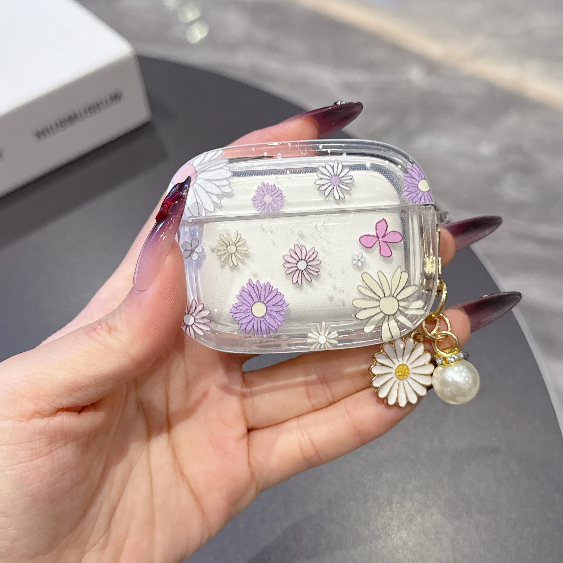 Glamouröses Blumenmuster Kabelloses Bluetooth-Case für AirPods 1/2, AirPods 3/4, Pro und Pro2 TPU-Kopfhörerhüllen mit Schlüsselanhänger