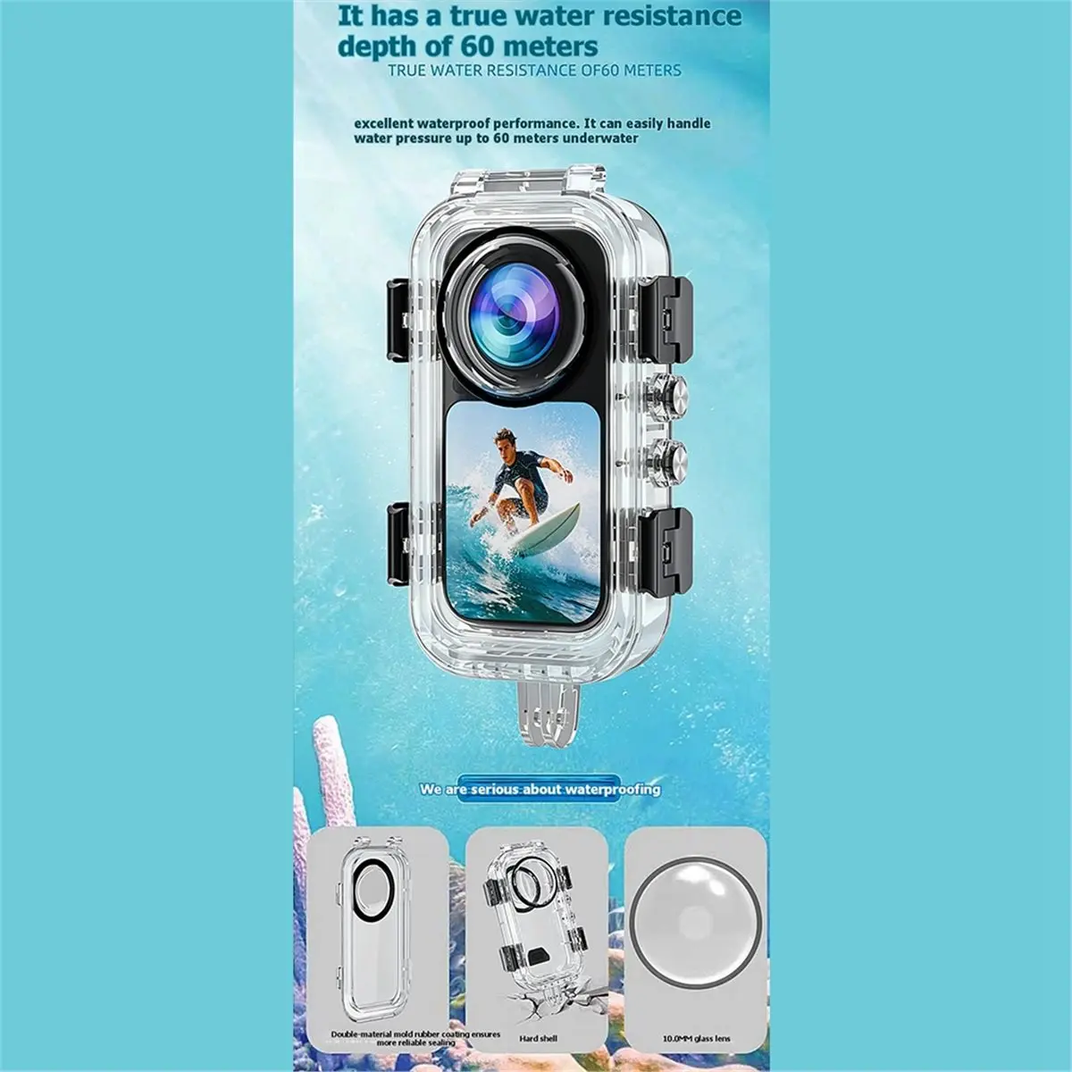 For X6 Waterproof Protective Case Up to 60m Underwater Action Camera Protector Diving Housing Shell