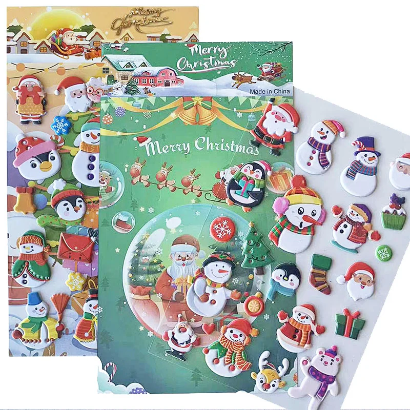 3D Christmas Puffy Stickers for Kids Cute Foam Xmas Stickers for Scrapbook DIY Phone Card Envelopes with Santa Snowman Tree