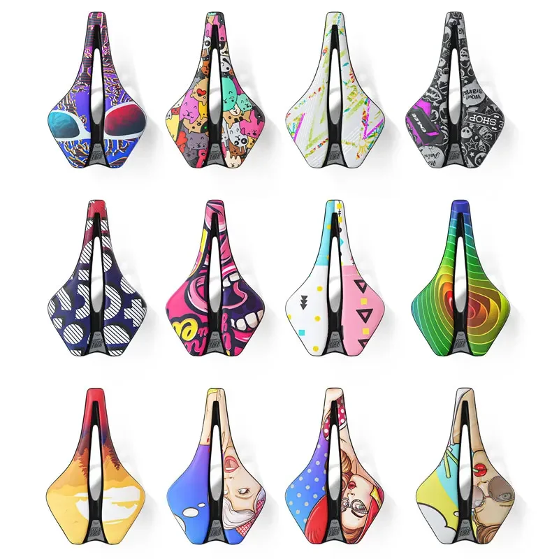 

ENLEE Hollow Relief Bike Saddle,Ergonomie Short Nose Comfort Bicycle Seat for Mountain Road Bike,12 Patterns Choice