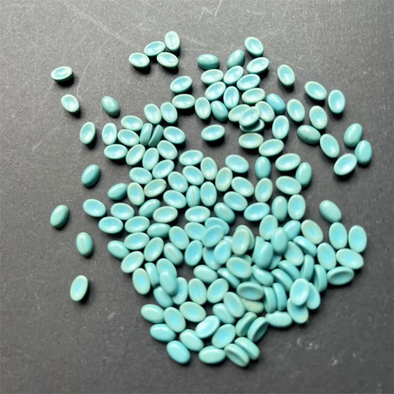 Oval 100PCS Semicircle Turquoise Beads Howlite Semi-precious Stone Dome Flat Back Cabochons Half Round Mineral Gem Cameo