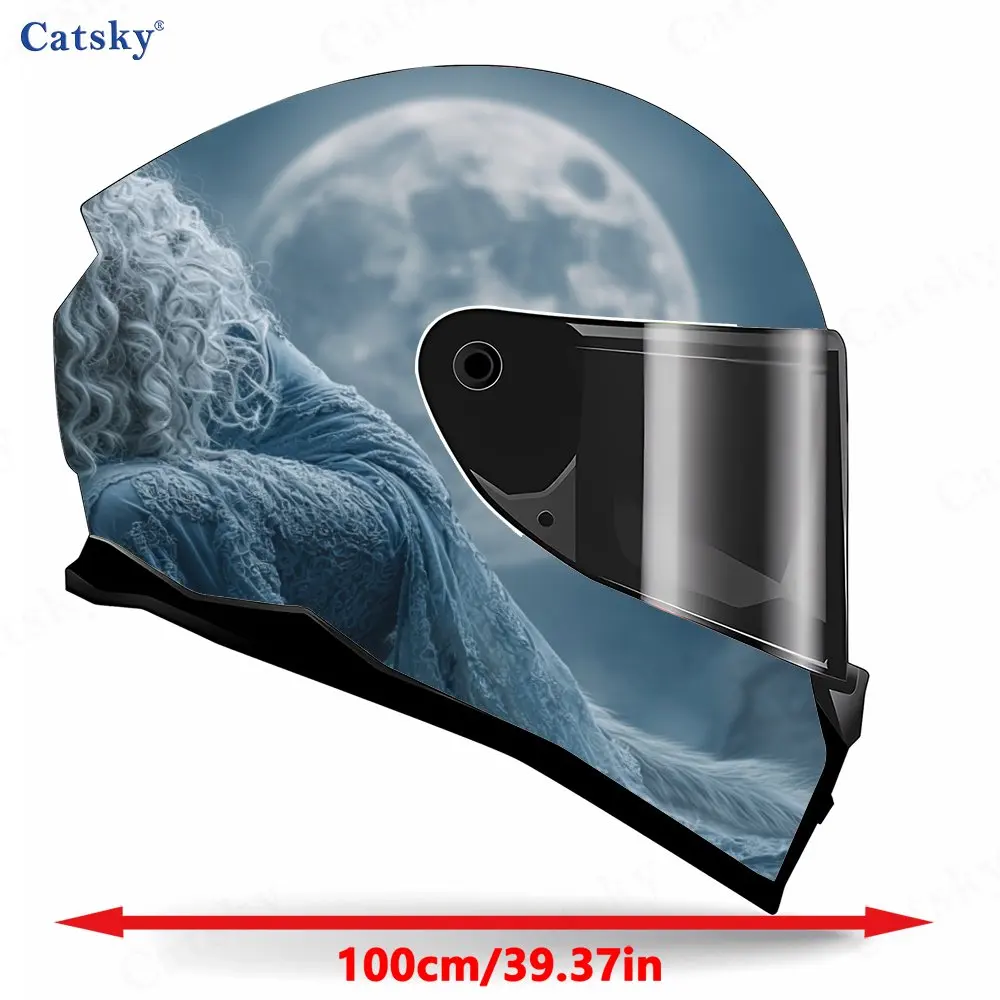 Charming Demon Wolf Print Helmet stickers , PVC Material Multifunctional Helmet Stickers, Scratch-Resistant & Fade-Proof, Easy t