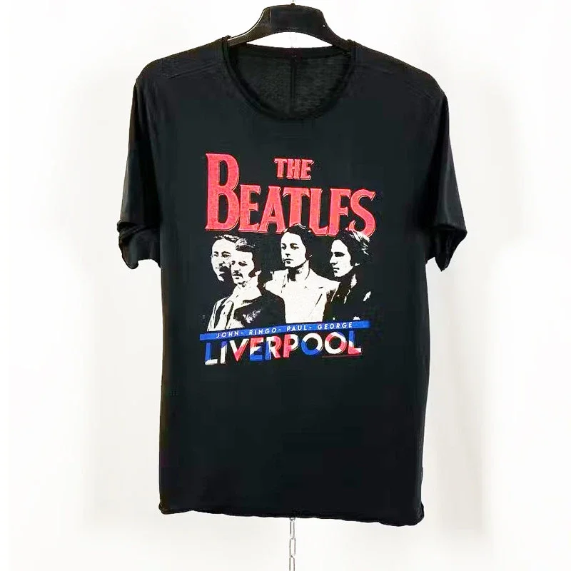 2026 Beatles Casual Soft Retro Rock American Retro Large-Sized Printed Short-Sleeved T-Shirt