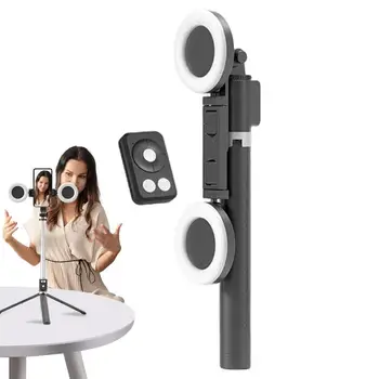 מוט סלפי משולב חצובה עם תאורה ושלט רחוק