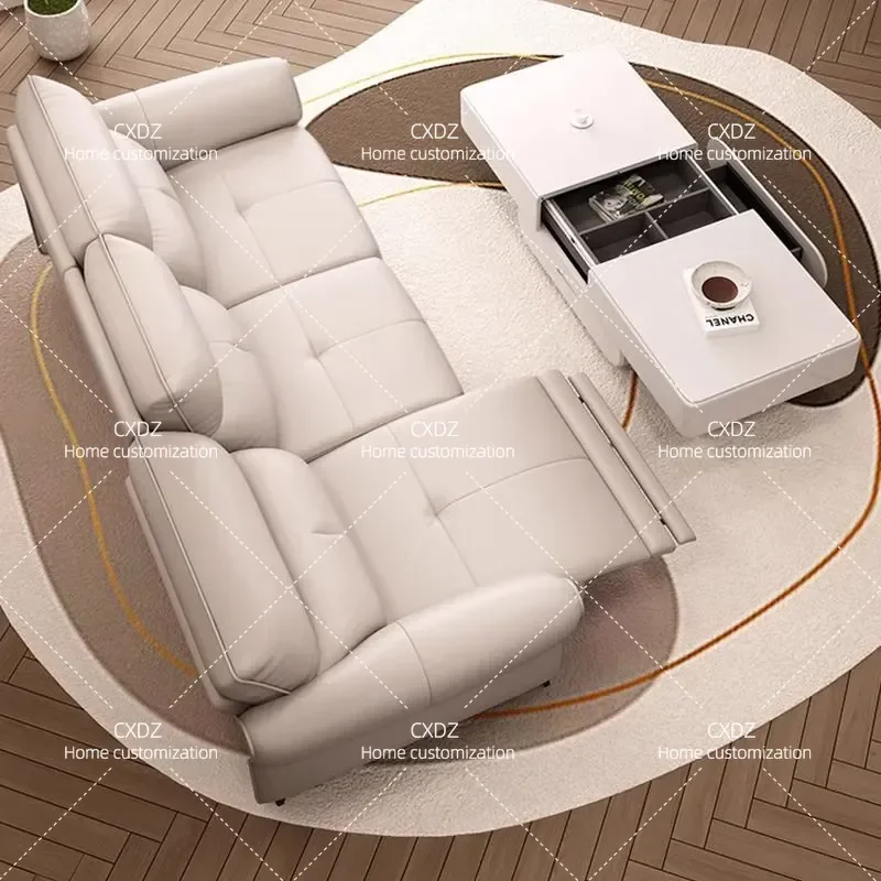 Electric Recliner Sofa Modern Simple Leather 3 Seater Adjustable Living Room Furniture First Class Comfort