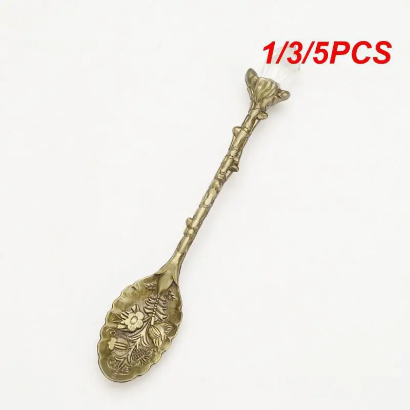 1/3/5PCS Crystal Head Spoon Vintage Royal Style Tea Spoon Flatware Dessert Mini Coffee Spoon Kitchen Accessories Wholesale Hot