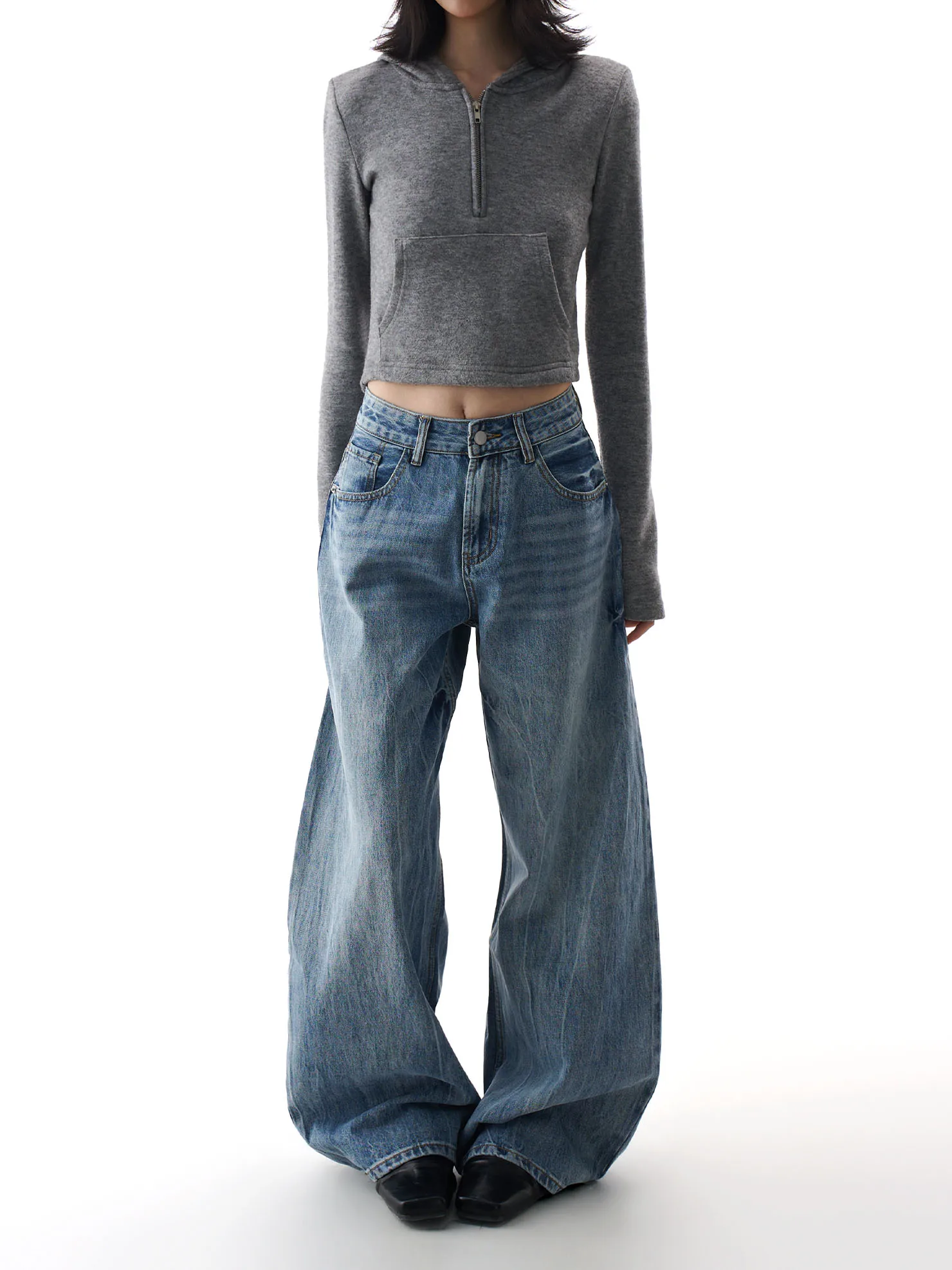 

American Retro Blue Waed Blade Jeans Women's High Waist Slim Wide Leg Pants Casual Cotton Denim Spring 2026 New Sle