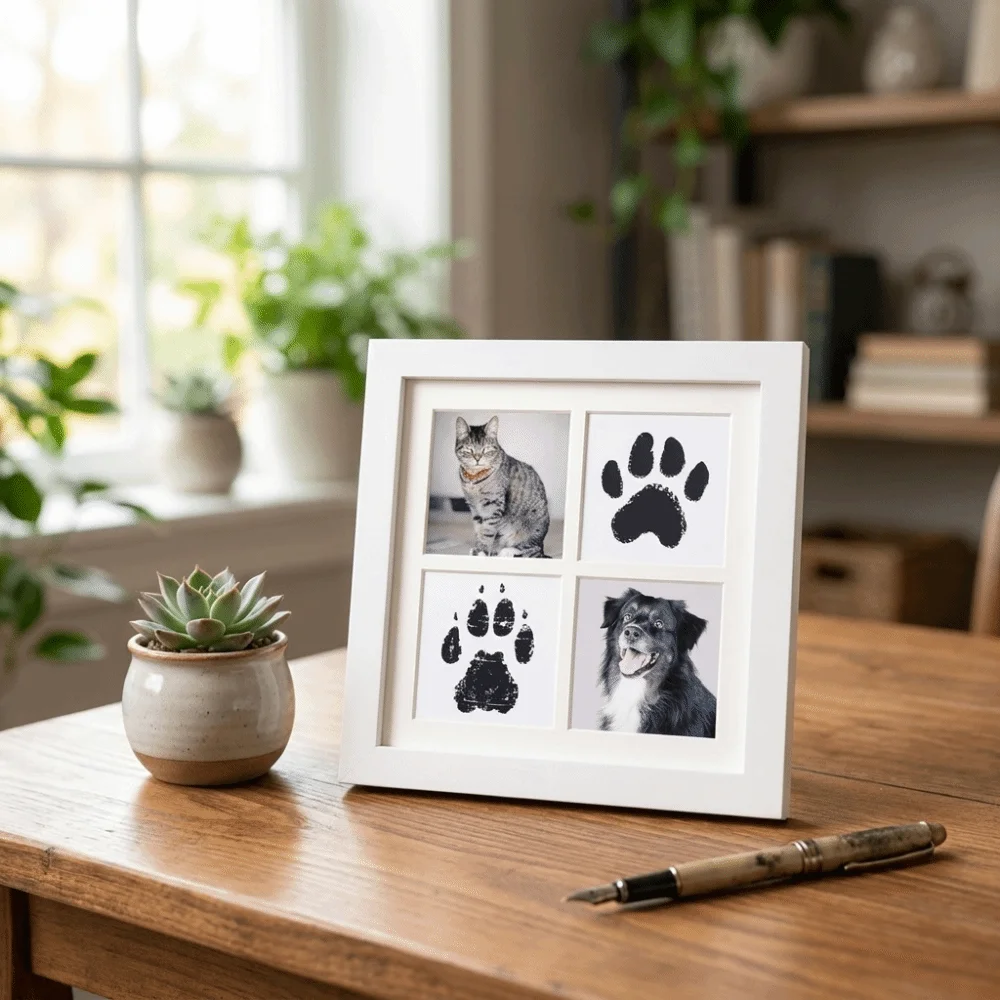 Inkless Pet Paw Print Kit Density Board Handmade Paw Print Photo Frame Decorative DIY Imprint Kit Remembrance Gift