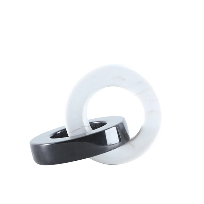 Modern simple black and white interlocking marble ornament soft ornament ornament
