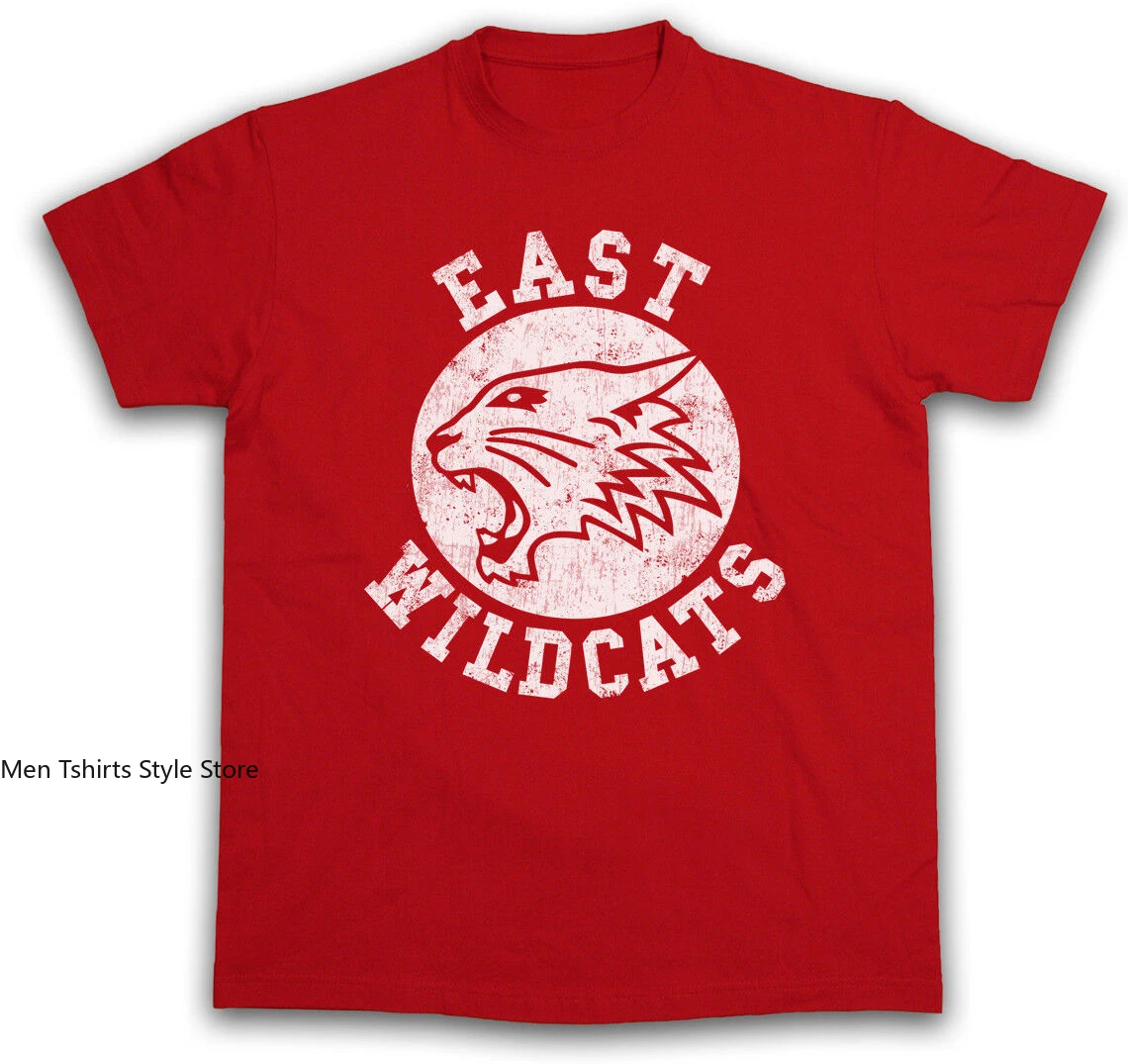 Mens New  Clothing Summer  Cotton EAST WILDCATS T-SHIRT High School Basketball Wild Musical Cats Team Logo Symbol