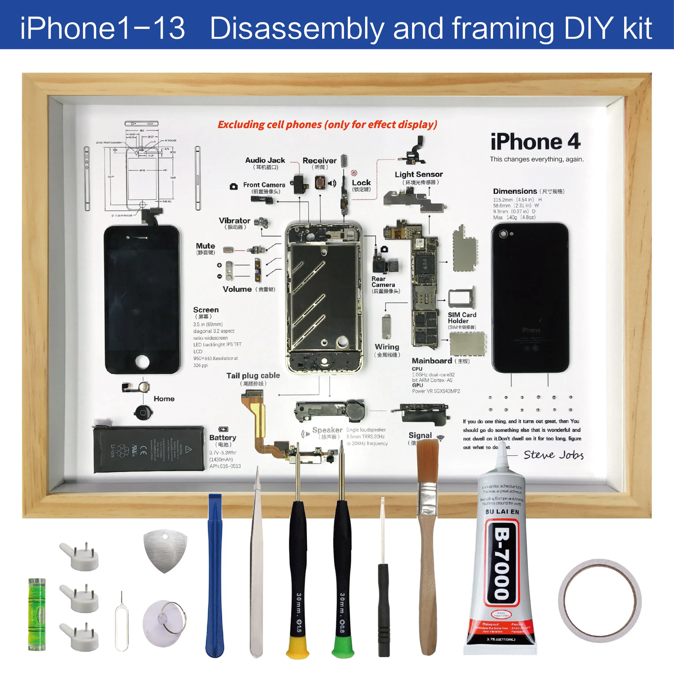 

iphone disassembly framing art specimen photo frame diy set display collection electronic parts three-dimensional picture