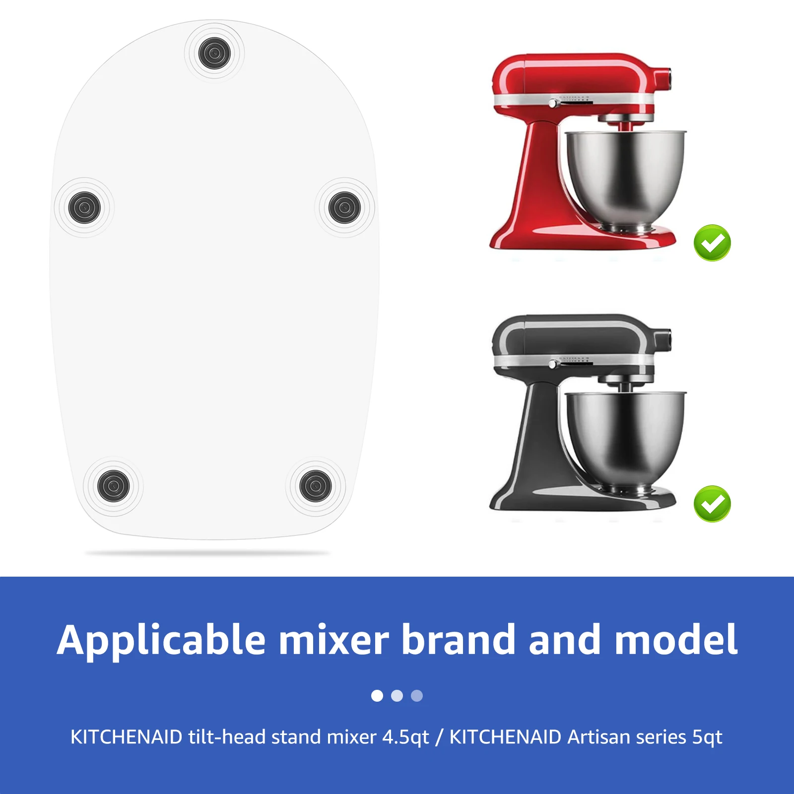 Mixer Slider Mat Compatible for 4.5 QT Tilt Head Stand Mixer Acrylic Mixer Mover Slider Pad Flexible Durable Kitchen Appliance