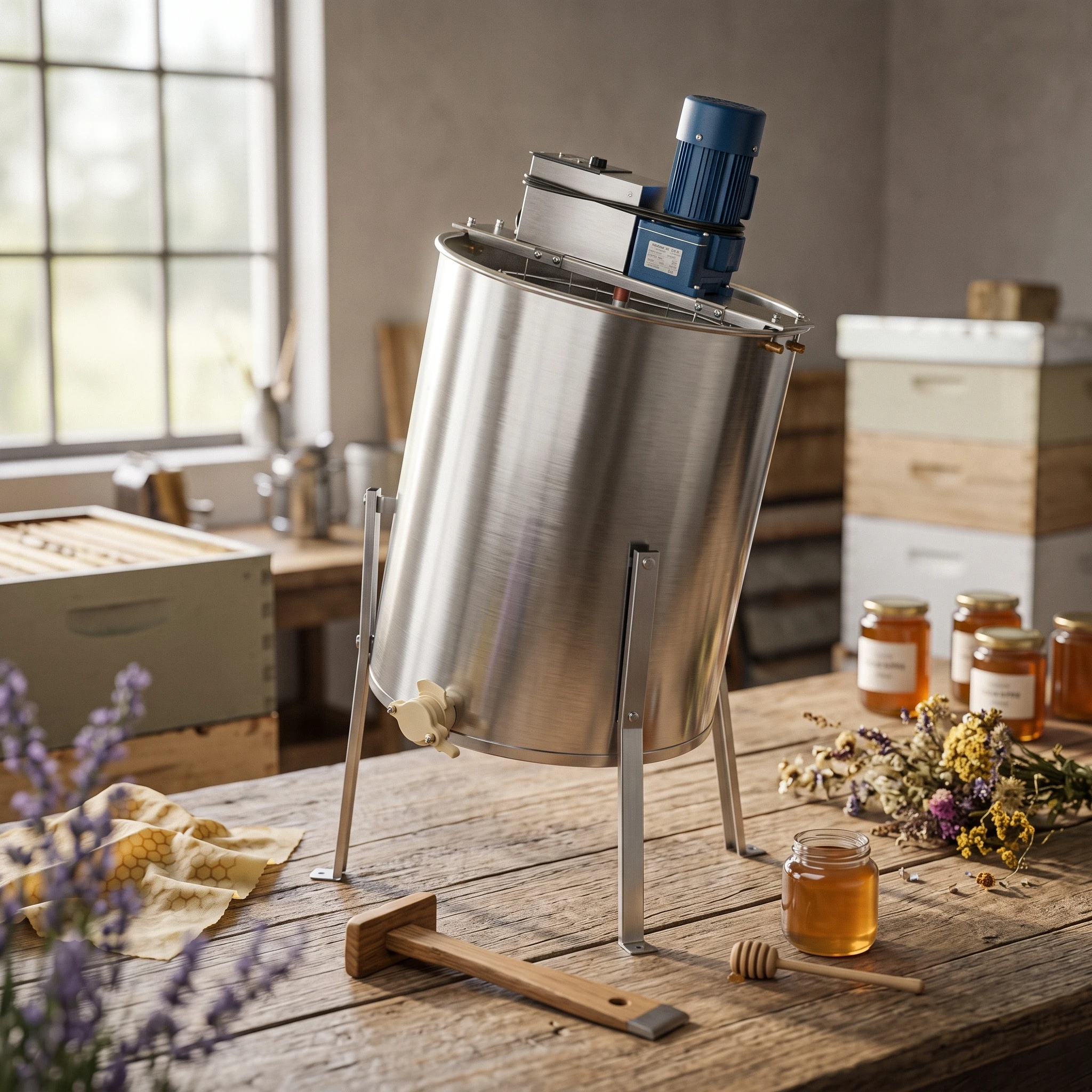 Electric Honey Extractor Stainless Steel Four-Frame Honey Extractor Beekeeping Equipment Powerful Time-Saving for Beekeepers