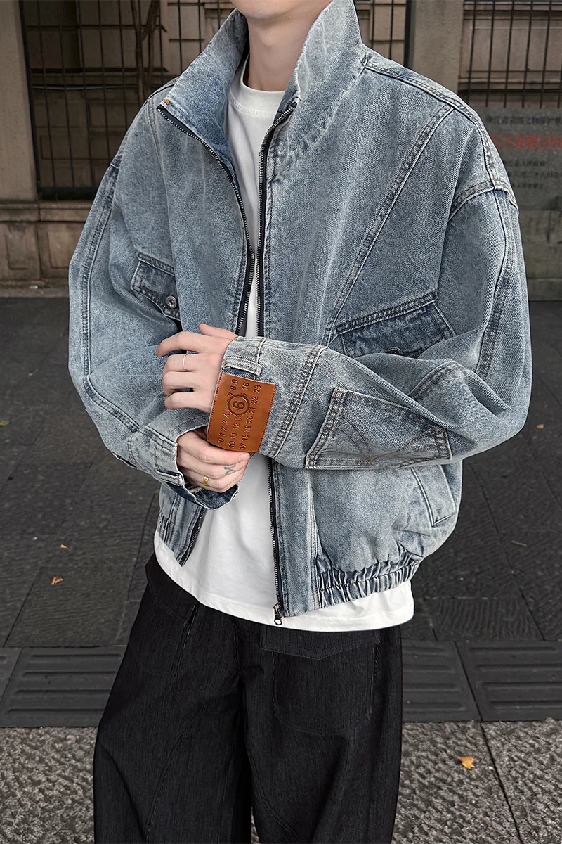 

Американская уличная джинсовая куртка, свободная мотоциклетная куртка трендового бренда унисекс