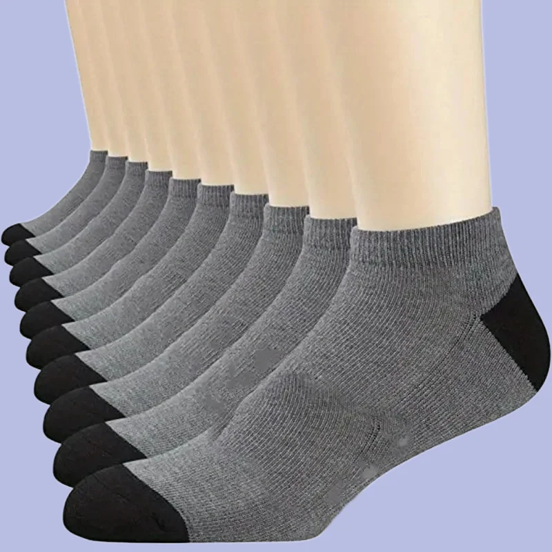 10 Pairs Men\'s Anti-Odor Sweat-Absorbent Boat Socks Solid Color Versatile Breathable Short Socks Men\'s Cotton High Quality Socks