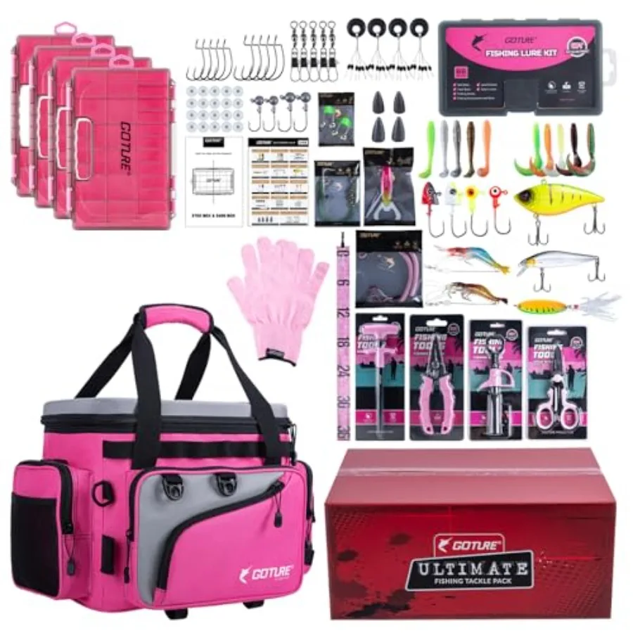 

Insulated Fishing Tackle Bag with Cooler, 44L 600D Water-Resistant Saltwater Gear Storage, Large Pink Fishing Bag with Rod Hold
