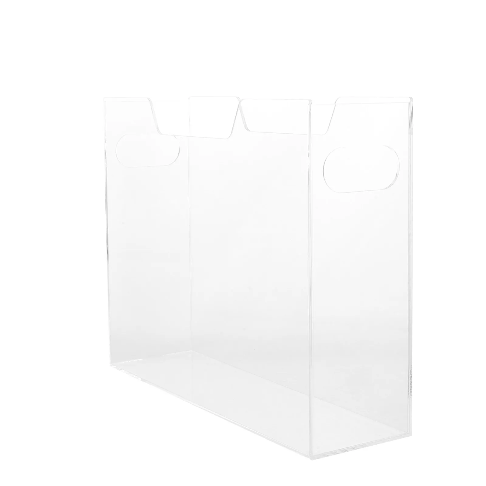 Acrylic File Holder Clear Desktop File Organizer Rack 12x10 Portable Folder Storage Box Handles Office Document Sorter