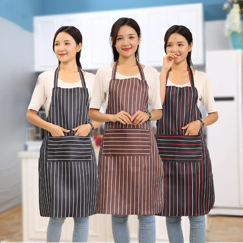 

Korean fashion minimalist waterproof kitchen restaurant coffee shop home apron vertical stripes