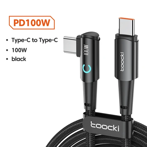 Кабель Toocki USB Type C 90° для быстрой зарядки 100 Вт — фото товара