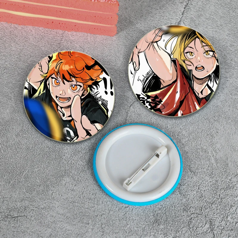 58/44/32MM Anime Haikyuu Pin Volleyball Boy Brooch Badge Snap-in Button Pins Brooches for Clothes Jewelry Accessories Gifts