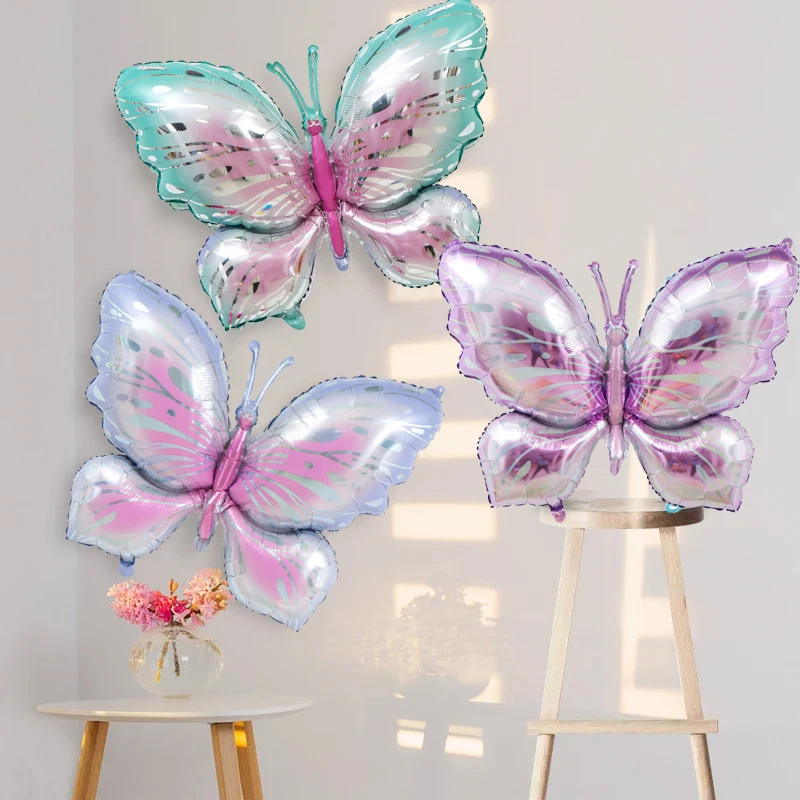 Ballons Papillons Colorés et Fleurs, Ballons en Aluminium Hélium Insectes, Décorations et Fournitures pour Mariages, Anniversaires d'Enfants et Baby Showers