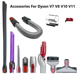Vacuum Part For Dyson V7 V8 V10 V11 Vacuum Cleaner, Low Reach Converter Adapter, Nozzle, Brush, Holder Clip, Control Clamp, Tube
