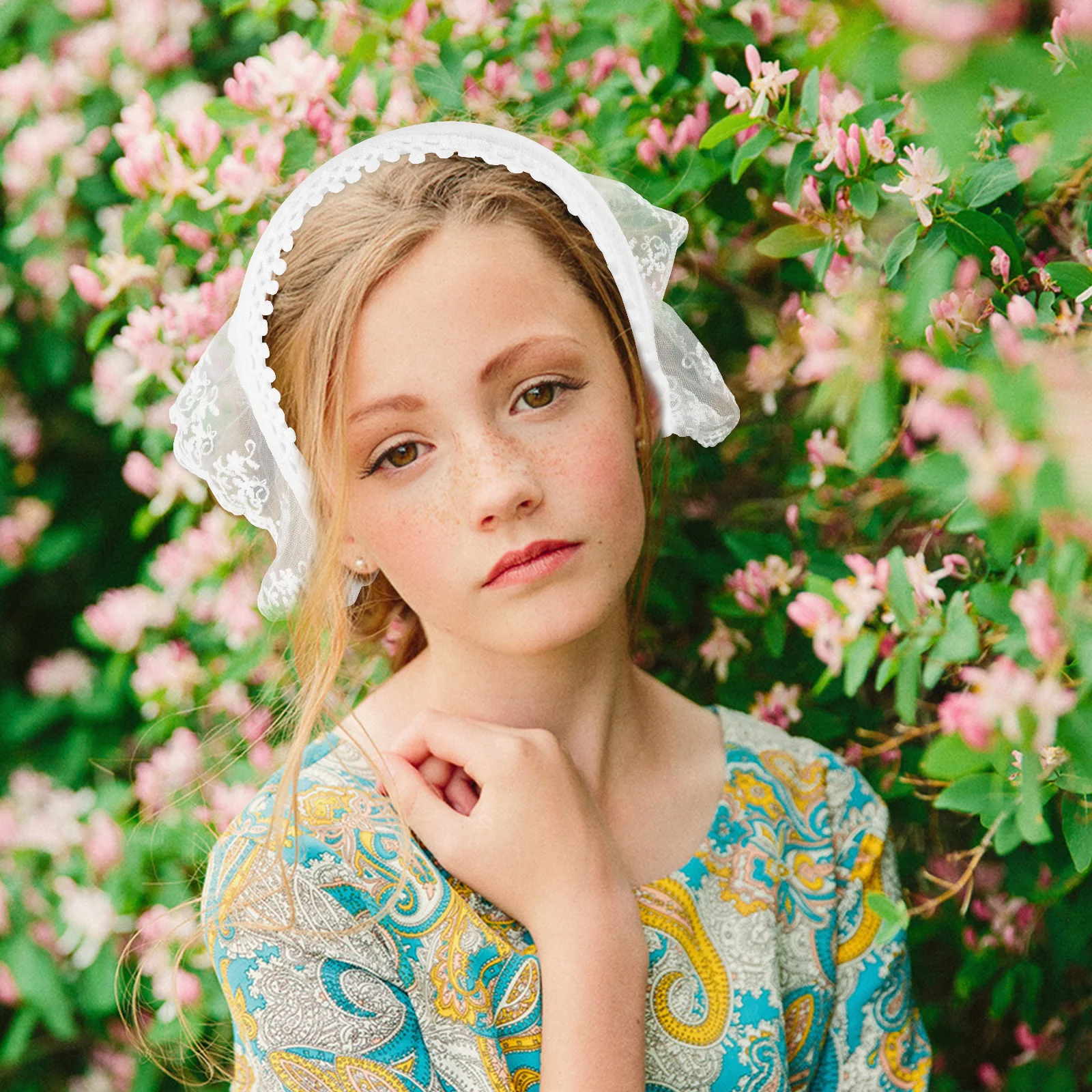

Pastoral Style Headscarf Headband Women White Lace Hair Decorative Bandana Fashion Seaside Resort Hairstyle Accessory