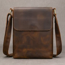 Genine Leather Men's Messenger Bag Simple Design Cowhide IPad Shoulder Bag Zipper Crossbody Bag For Phone Small Outdoor Men Bag