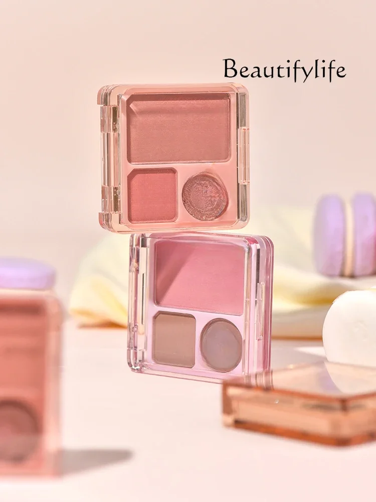 Light Luxury Three-Color Small Eyeshadow Disc Blush Multifunctional Portable Matte Earth Color Affordable Premium Sense Daily