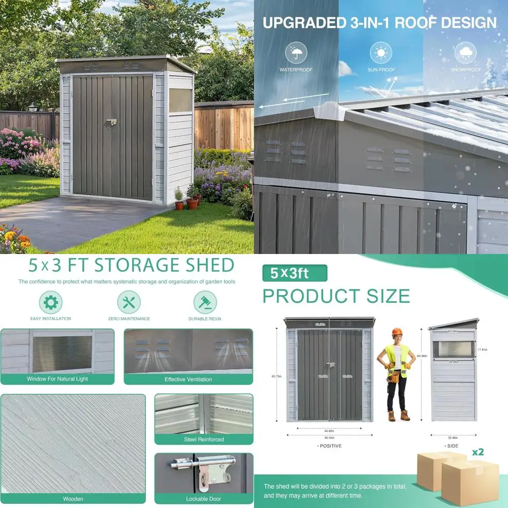 

Outdoor Wood Storage Shed for Garden Tools, Weatherproof Backyard Storage, Suitable for Patio and Garden Use
