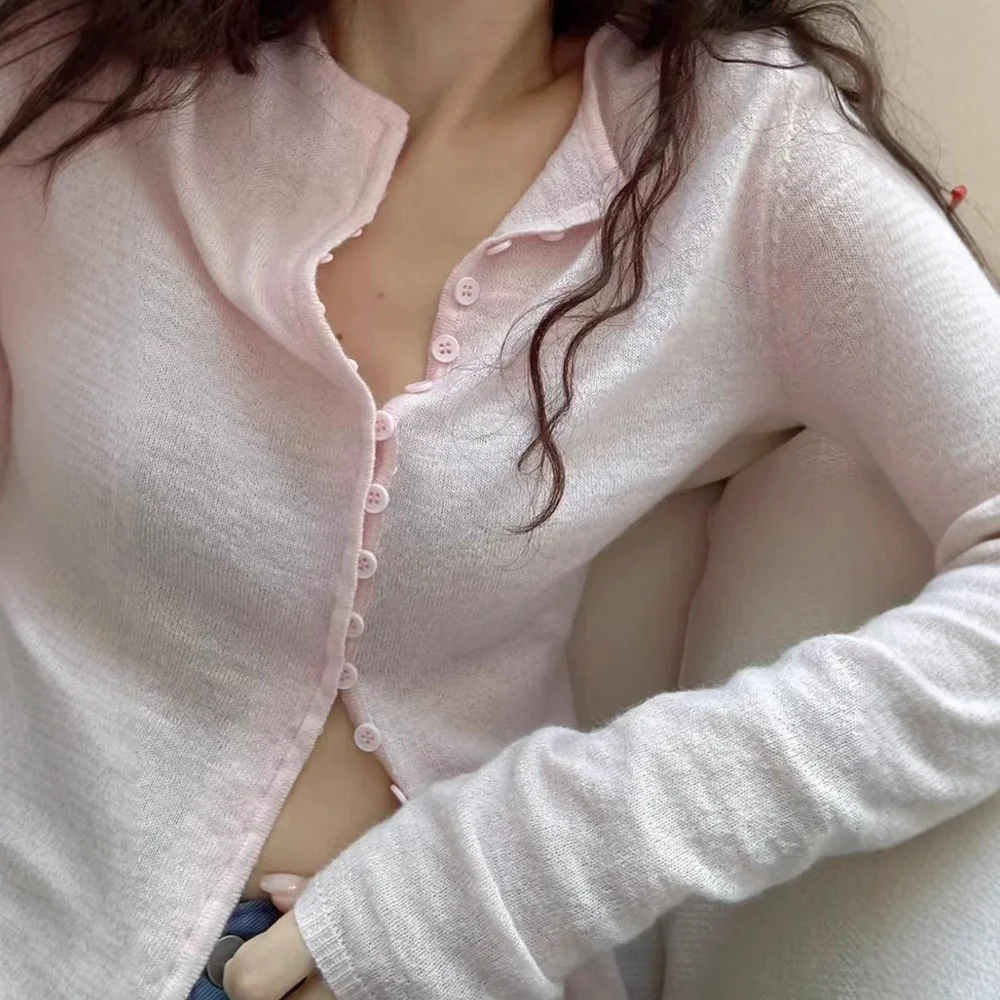 

H25 Sle East Gate Slim Fit Thin Skin Friendly Knitted Pure Cotton Open Cardigan Color Single Button Korean Sle Top