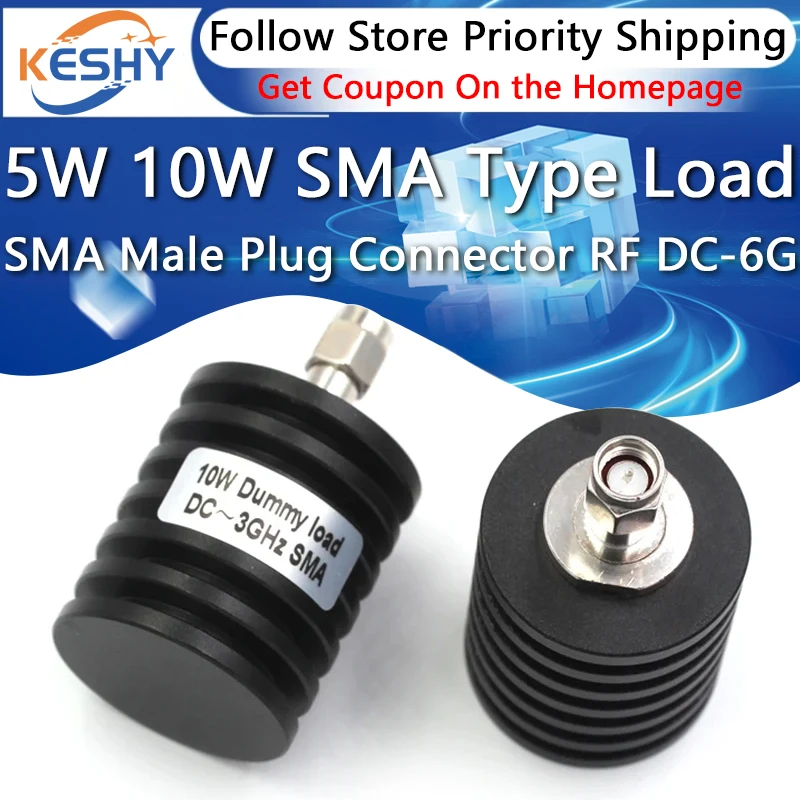 

5W 10W SMA Male Plug Connector RF Coaxial Load DC-3GHZ DC-6GHZ 50ohms SMA Type Load RF Adapter