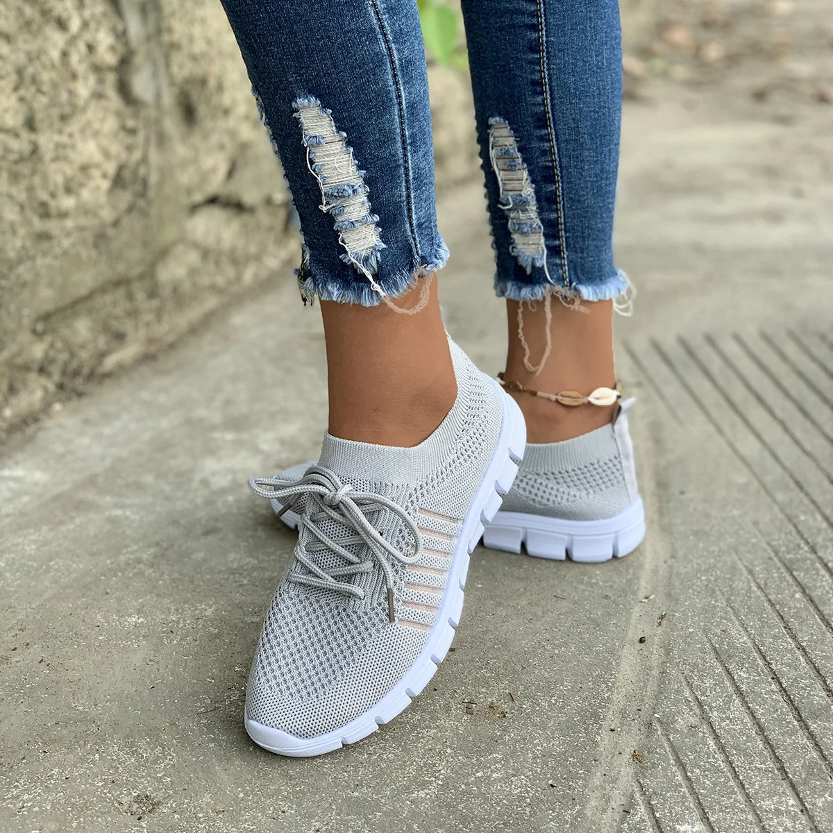 Zapatos planos sin cordones blancos para mujer, zapatillas blancas ligeras, zapatos informales de verano y otoño, zapatos planos de cesta para mujer