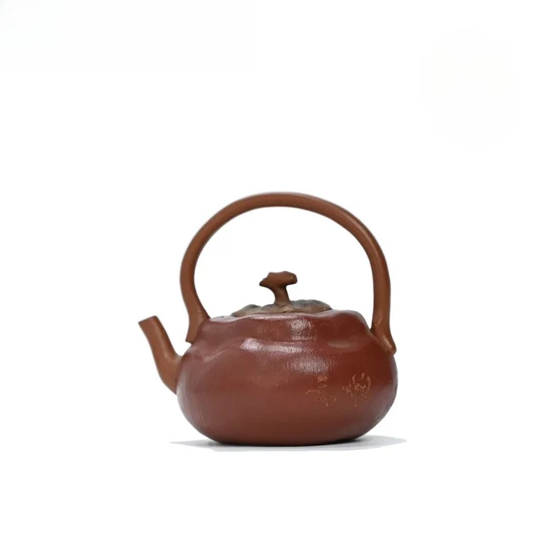 

Чайник из исинской пурпурной глины (150 мл), ручной работы, в форме хурмы, из необработанной руды, глиняный, из глины Zisha, для китайского чая