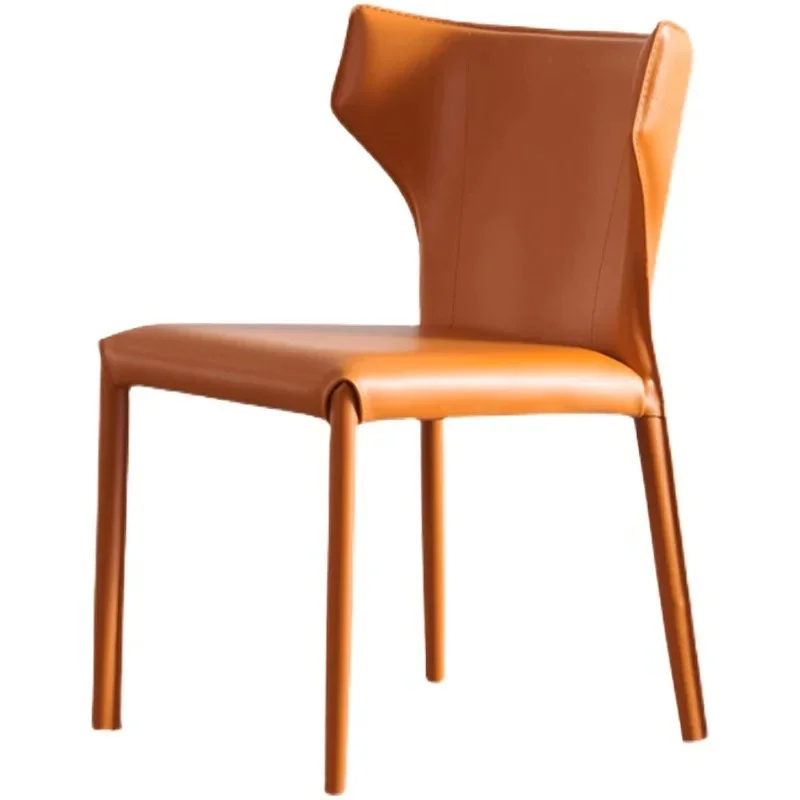 Nordic Style Dining Chairs, Minimalist Saddle Leather Chairs, Simple Home Furnishings, Hard Leather Stools, Coffee Shops