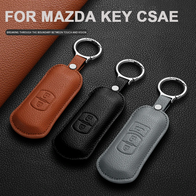 Leather Car Smart Remote Key Case Cover Shell for Mazda 3 6 Atenza Axela Demio CX5 CX3 CX7 CX9 MX5 Key Protector Fob Keychain