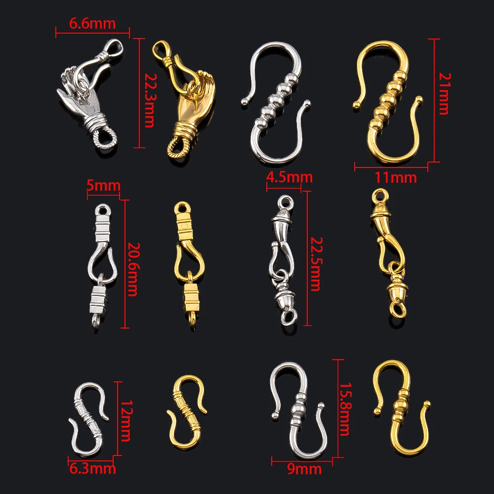 2pcs Gold Plated Stainless Steel Hand-Shape Toggle Connectors DIY Jewelry Making Bracelet Clasps Bulk Wholesale Accessories