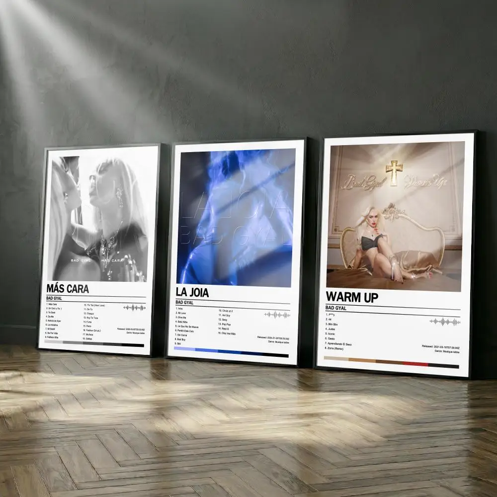 Bad Gyal Mas Cara Poster-Album-Set, modernes Cover-Wandkunst-Set für Zimmer, Leinwandgemälde, Kunstdruck, Heimwanddekoration, Bild, Geschenk