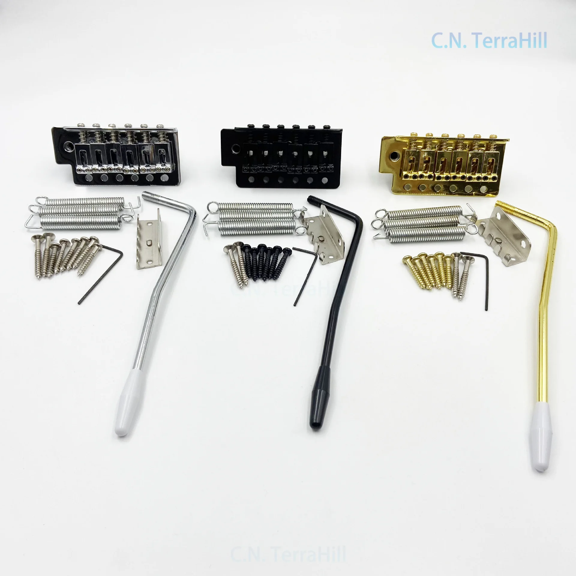 Electric Guitar Tremolo Bridge with 6-String Saddles and Tailpiece, ST Style Single Locking Vibrato System, Replacement Part