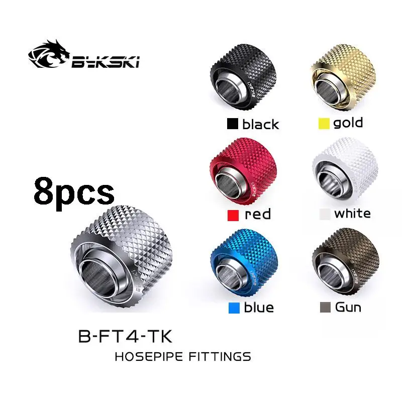 Bykski 8pcs G1/4 "압축 커넥터 피팅 13x19mm 유연한 호스 B-FT4-TK